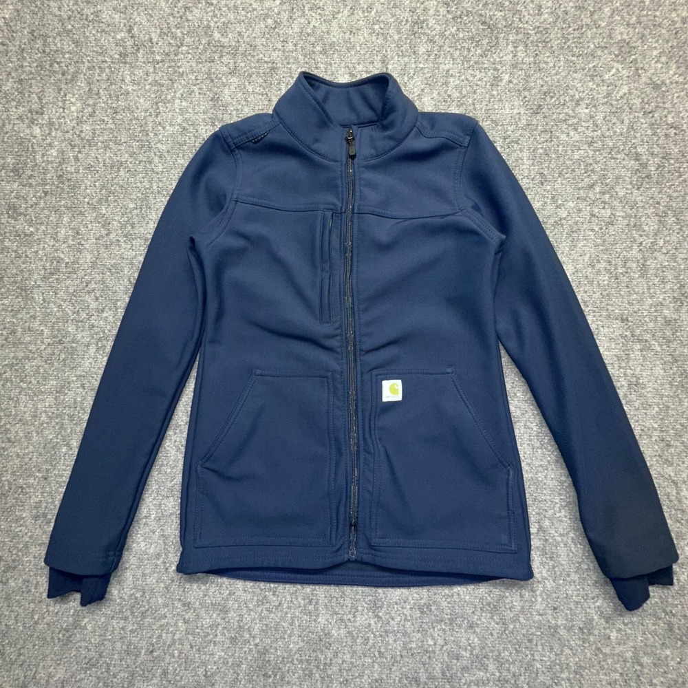 Carhartt Modern Fit Full Zip Fleece Lined Jacket Navy Blue Womens XS - Picture 1 of 11